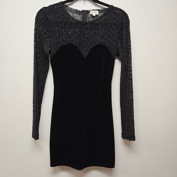 Superdown Kimberly Mesh Velvet Mini Dress Black sz Small Cheetah Leopard 90s Y2K - Picture 4 of 12